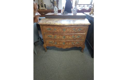 COMMODE MARQUETERIE MARBRE 3 TIROIRS