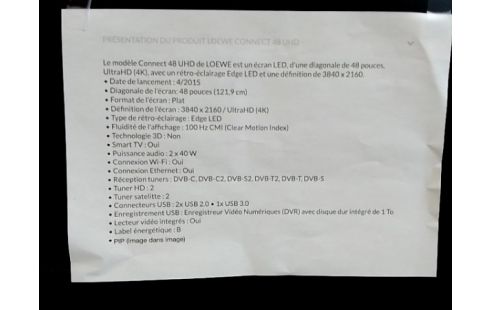 TELEVISEUR LCD LOEWE CONNECT 48 TELECOM GENERIQUE + STAND