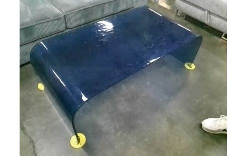 TABLE BASSE VERRE BLEU