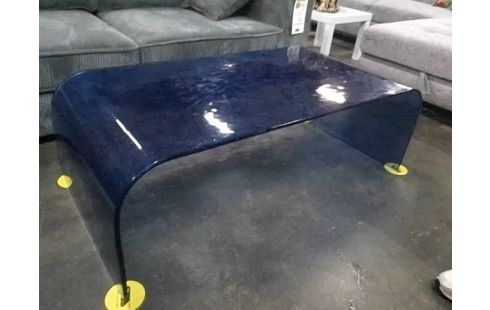 TABLE BASSE VERRE BLEU