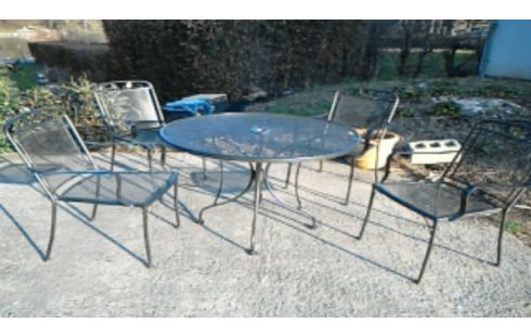 table de jardin+4chaises metal noir TABLE DE JARDIN