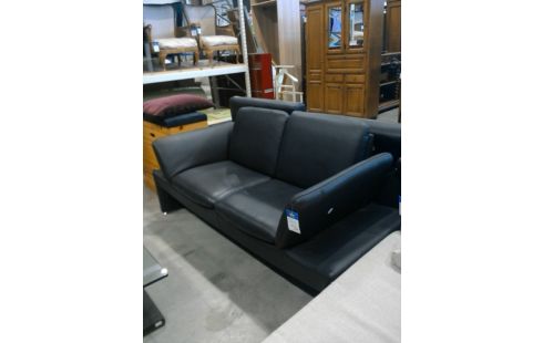 CANAPE CUIR NOIR ACCOUDOIR RELEVABLE