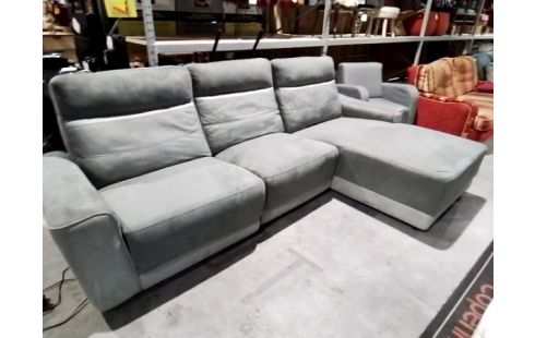 CANAPE D'ANGLE ALCANTARA GRIS FONCTION RELAX
