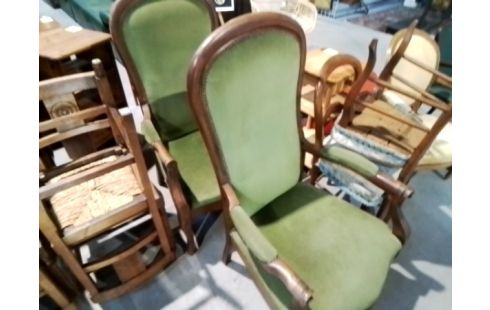 FAUTEUIL VOLTAIRE TISSU VERT