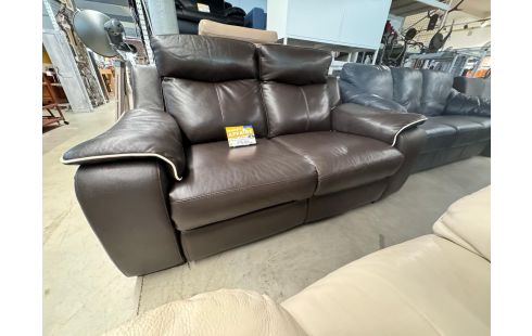 396 CANAPE 2 PLACES RELAX ELECT CUIR BRUN