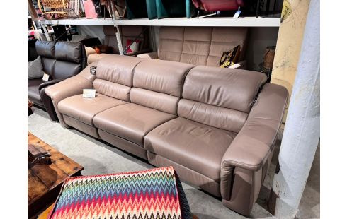 CANAPE 3P CUIR CHOCOLAT IMOLA AVEC RELAX ÉLECTRIQUE (395)