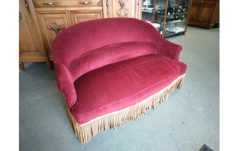 BANQUETTE CRAPAUD VELOURS ROUGE