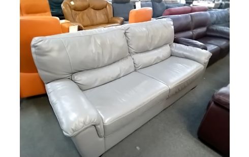 CANAPE EN CUIR GRIS 3 PLACES