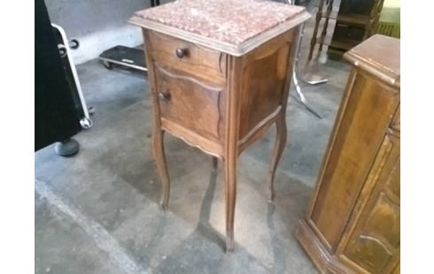 CHEVET ANCIEN NOYER DESSUS MARBRE 1 PORTE 1 TIROIR