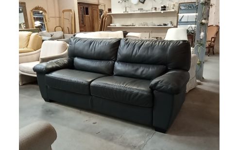 CANAPE CUIR GRIS 3 PLACES BELLE QUALITÉ