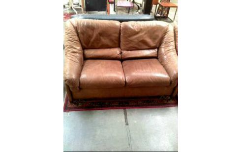 SOFA LEDEROPTIK BRAUN 2-SITZER