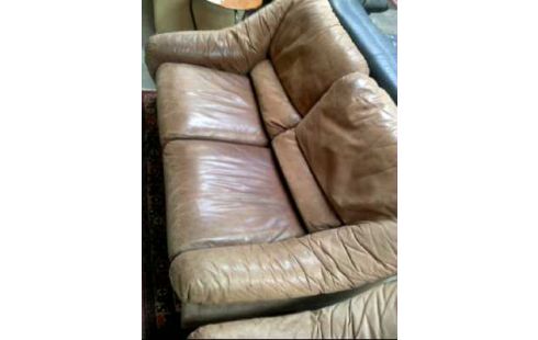 SOFA LEDEROPTIK BRAUN 2-SITZER