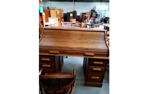 BUREAU CYLINDRE AMÉRICAIN+FAUTEUIL CLÉ OK