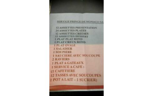 SERVICE DE TABLE PRINCE DE MONACO