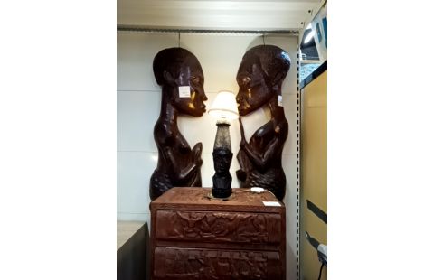 LAMPE DECO AFRICAINE TÊTE SCULPTÉE