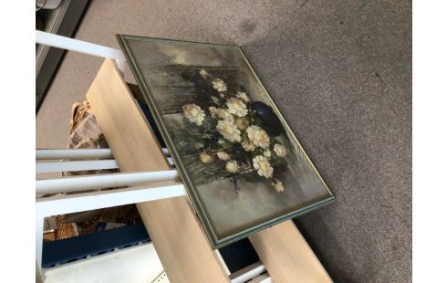 CADRE DECO FLEUR BLANCHE BLEU