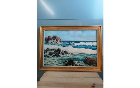 HUILE SUR PANNEAU BORD DE MER