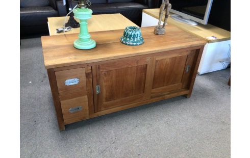 MEUBLE TV EN TECK 2T 2P