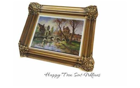 SCHILDERIJ BRUGGE KADER VERGULD GESIGNEERD MARC