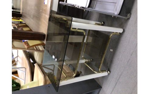 DESSERTE A ROULETTES BLANCHE DORE