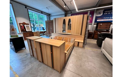 CHAMBRE A COUCHER LIT 180X200 + SOM + 2 COMMODES + CLÉS