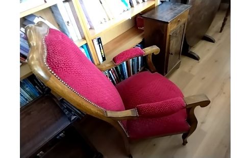 FAUTEUIL VOLTAIRE TISSU ROSE