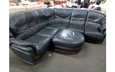 CANAPE D'ANGLE CUIR BLEU 230X230