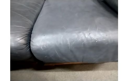 CANAPE D'ANGLE CUIR BLEU 230X230