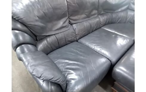 CANAPE D'ANGLE CUIR BLEU 230X230