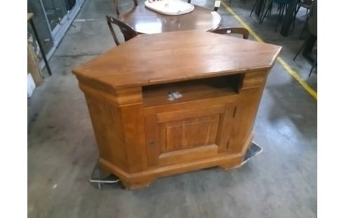 MEUBLE TELE D'ANGLE CHENE MASSIF + CLES