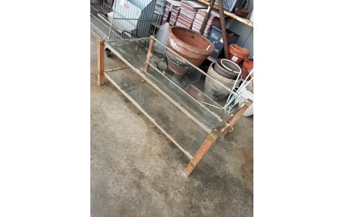 TABLE BASSE CÉRUSÉ VERRE BISEAUTÉ