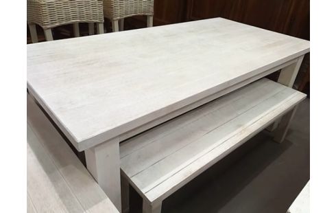 TABLE + 2 BANCS PATINE