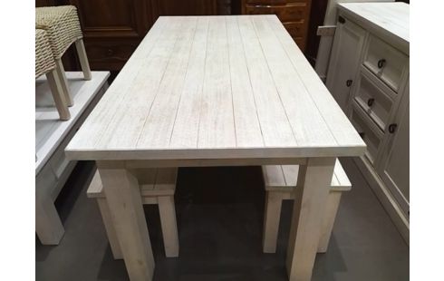 TABLE + 2 BANCS PATINE
