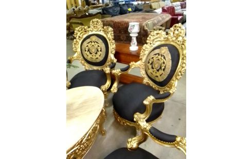 SALON ROCOCO TISSU BLEU 6 PIECES