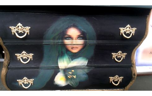 NÄHSCHRÄNKCHEN GRÜN SCHWARZ 3 SCHUBLADEN