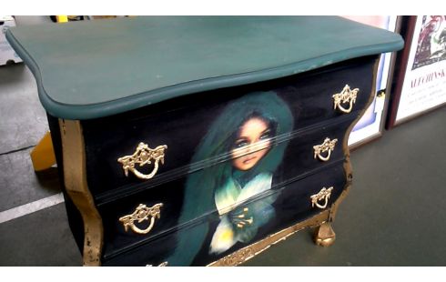 NÄHSCHRÄNKCHEN GRÜN SCHWARZ 3 SCHUBLADEN