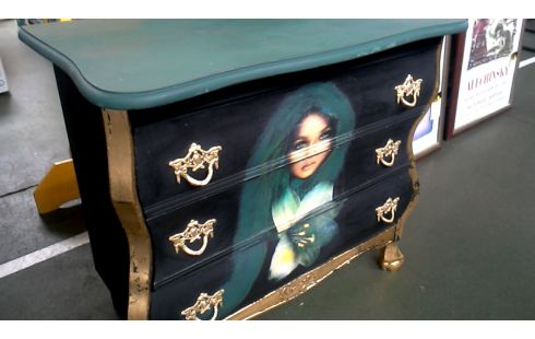 NÄHSCHRÄNKCHEN GRÜN SCHWARZ 3 SCHUBLADEN