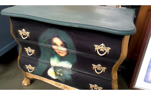 NÄHSCHRÄNKCHEN GRÜN SCHWARZ 3 SCHUBLADEN