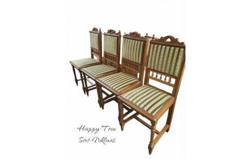 4 STOELEN STIJL HENRI II GROEN FLUWEEL