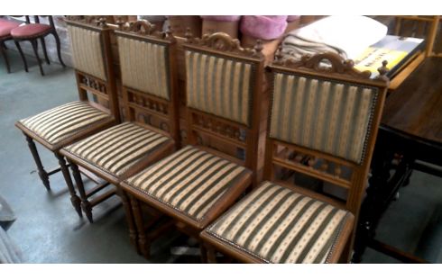 4 STOELEN STIJL HENRI II GROEN FLUWEEL