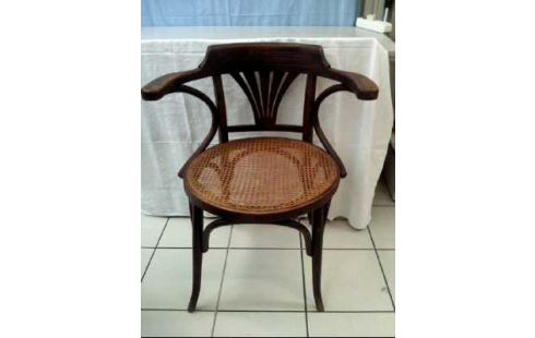 STUHL HOLZ RATTAN MIT ARMLEHNEN