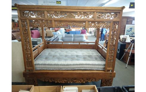 LIT BALDAQUIN BOIS EXOTIQUE