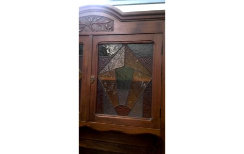 MUEBLE BAJO. ART DECO OLMO, , VIDRIERA