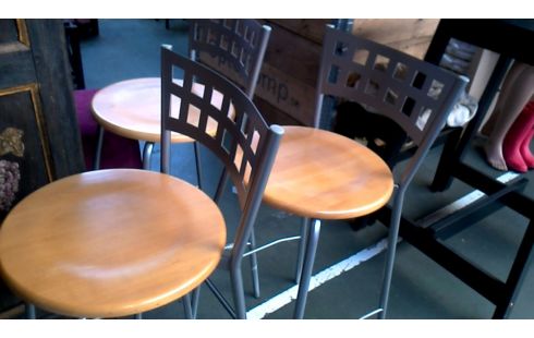 TABOURET DE BAR METAL, , BOIS L UNITE