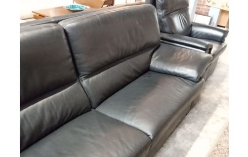 SALON 3+1 CUIR NOIR