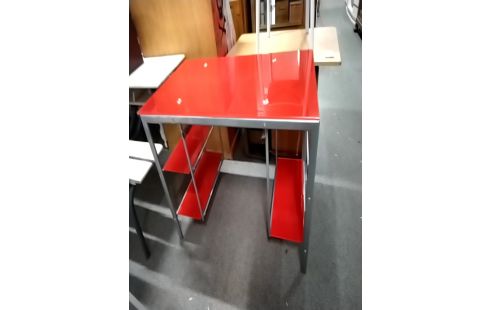 BUREAU VERRE METAL ROUGE