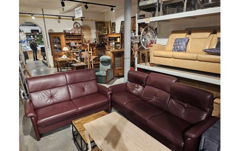 SALON CUIR BORDEAUX 3+2 FONCTION ELECTRIQUE + TRANSFO