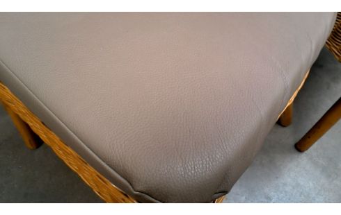 4 CHAISES ROTIN CAFE, , COUSSIN CUIR
