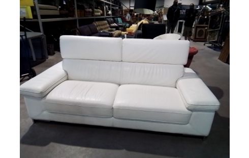 CANAPE 3 PLACES CUIR BLANC BARDI