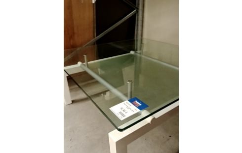 TABLE BASSE CARREE VERRE BLANC